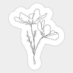 Wildflower Botanical Line Art | Elegant Floral Leaf Design Sticker